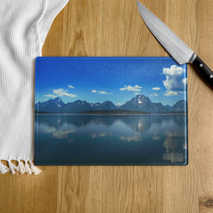 Jackson Lake & the Grand Tetons Glass Cutting Board